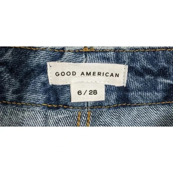 Good American Good 90s Ripped Slim Fit Straight Leg Jeans in Indigo016 Size 28 - Picture 14 of 16